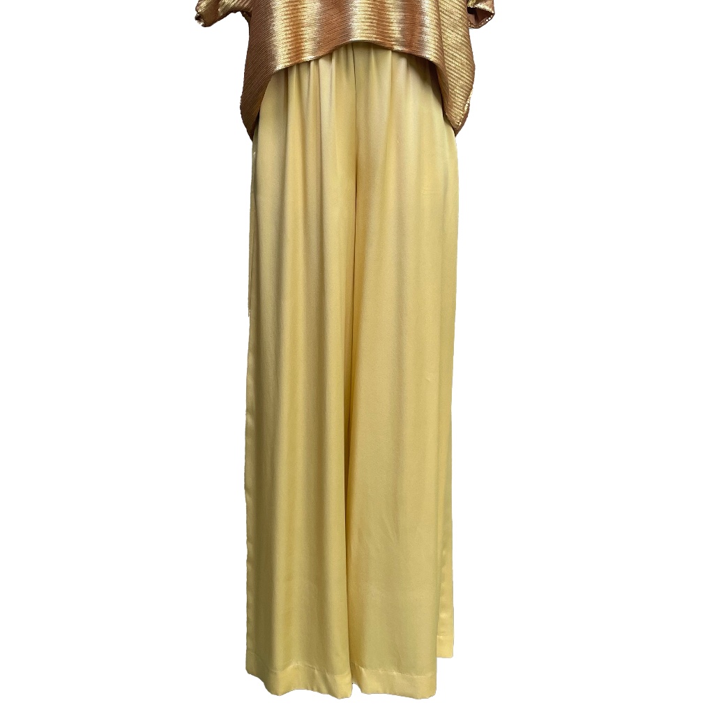 Cesar Galindo Gold 100% Silk Full Leg Pant
